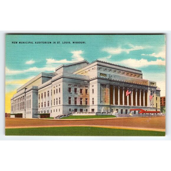 Vintage Linen Postcard New Municipal Auditorium St. Louis MO 1940s - Picture 1 of 2